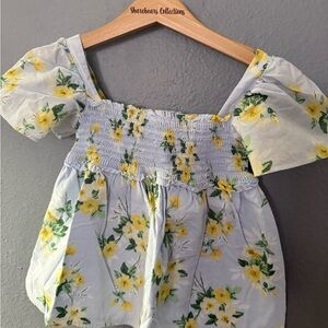 Janie and Jack Light Blue Floral Smocked Sundress Top